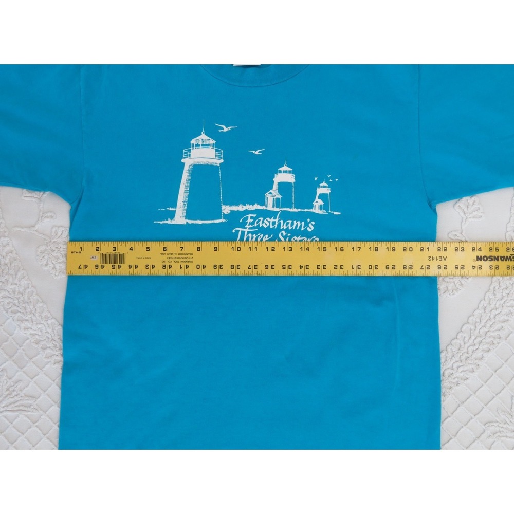 Vintage Lee Heavy Weight Cotton USA Made Easthams Three Sisters Lighthouse Tee L - Picture 3 of 7